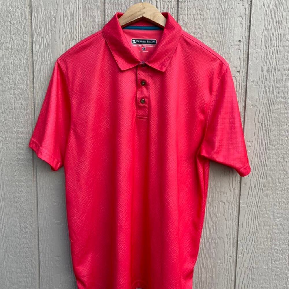 Pebble Beach Golf Shirt Mens XL Extra Large Dry Luxe Performance Polo Pink Red